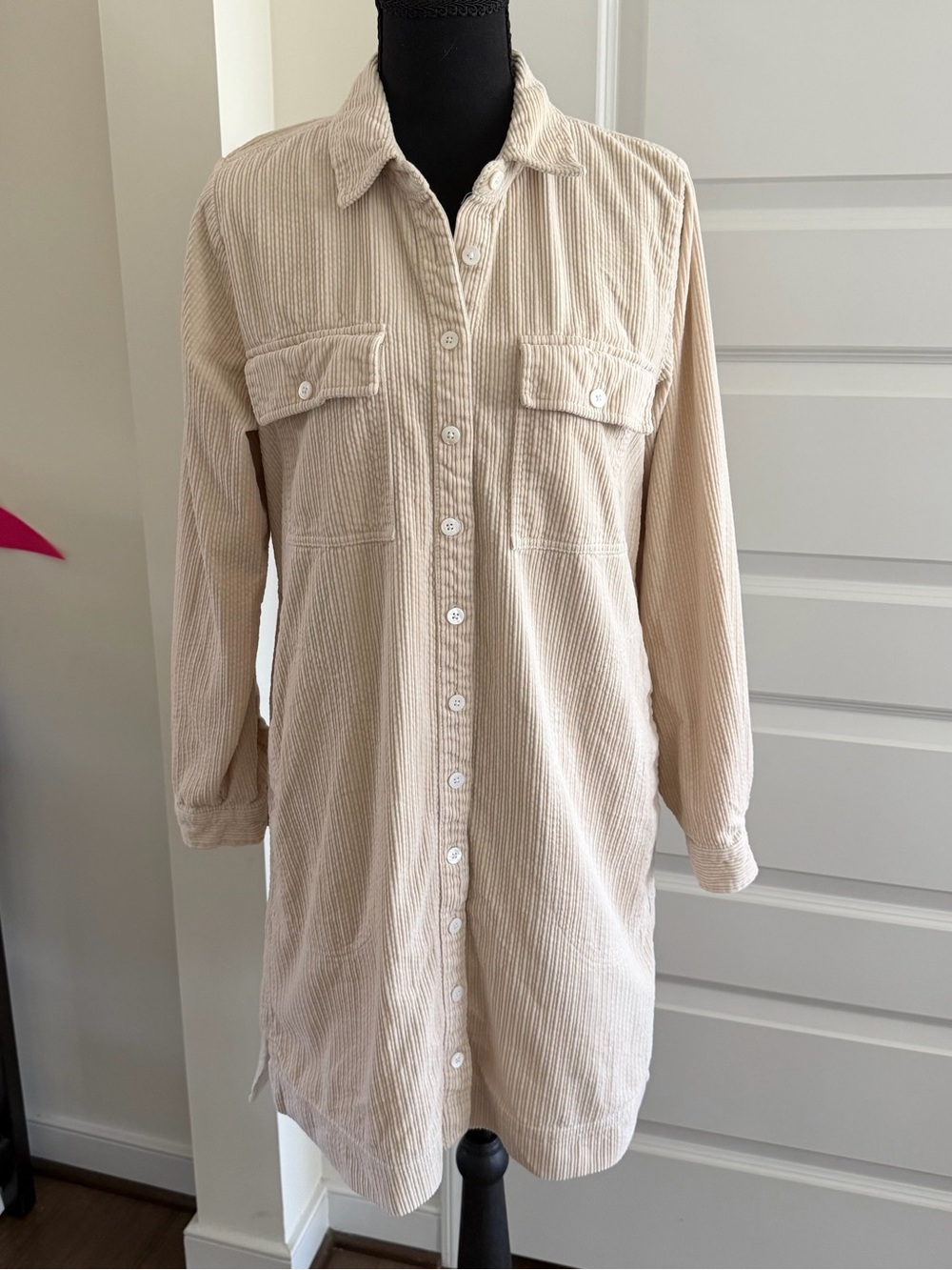 Madewell Corduroy Long Sleeve Mini Shirt Dress Harvest Moon S